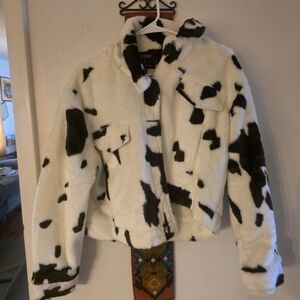 Ashley By 26 International Black and White Faux Fur Jacket